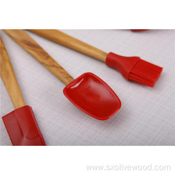 Silicone Utensil With Olive Wood Handle